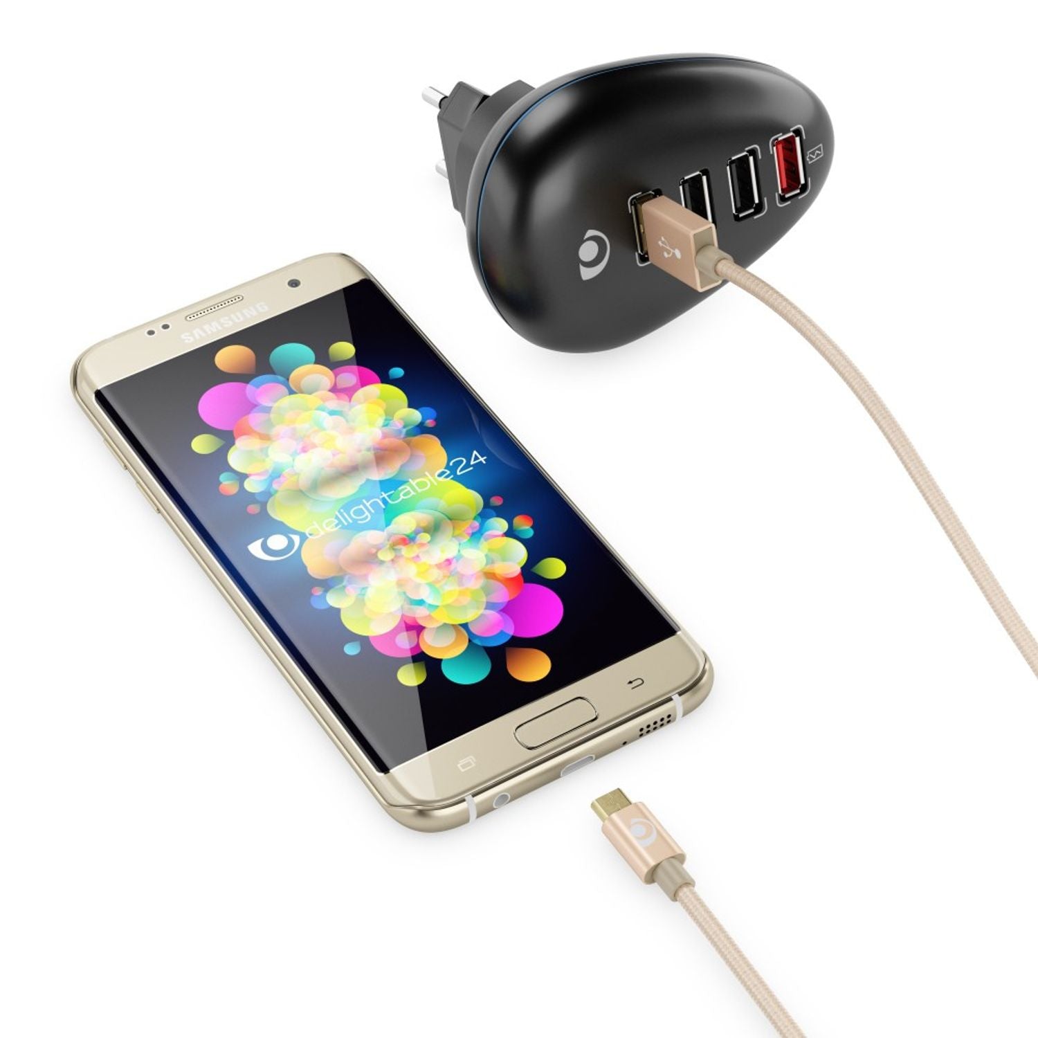 NALIA 3m Micro USB Kabel, Stabiles Nylon umflochtenes Sync Handy High Speed Ladekabel/ Datenkabel kompatibel mit z.B. Android Smartphones, Samsung, Huawei, HTC, LG, Sony, Nokia etc. - Gold