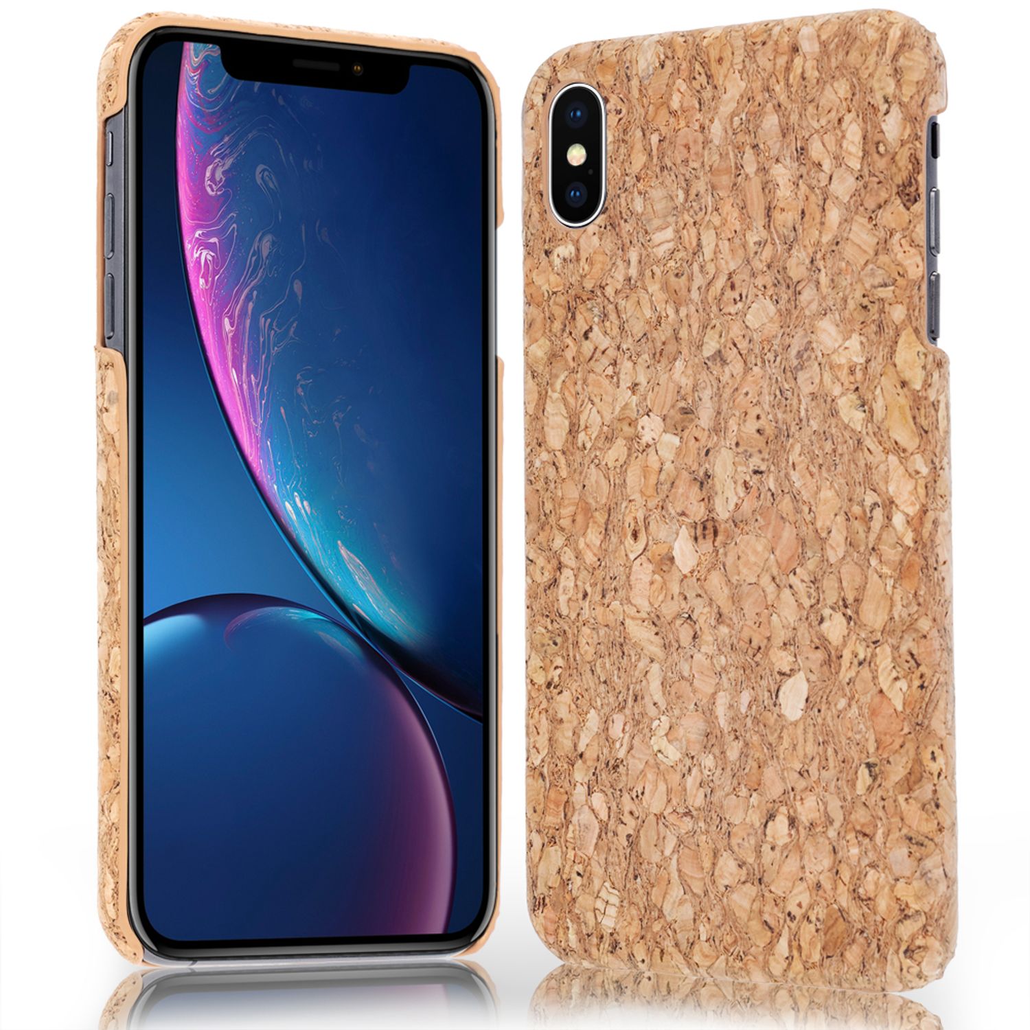 NALIA Kork Hülle kompatibel mit iPhone XS Max, Handyhülle Natur-Holz Look Handy-Tasche Cover Case, Dünnes Ultra-Slim Hardcase Schutzhülle Etui Backcover Bumper