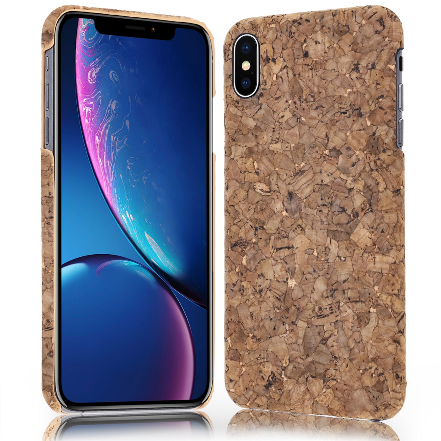 NALIA Kork Hülle kompatibel mit iPhone XS Max, Handyhülle Natur-Holz Look Handy-Tasche Cover Case, Dünnes Ultra-Slim Hardcase Schutzhülle Etui Backcover Bumper