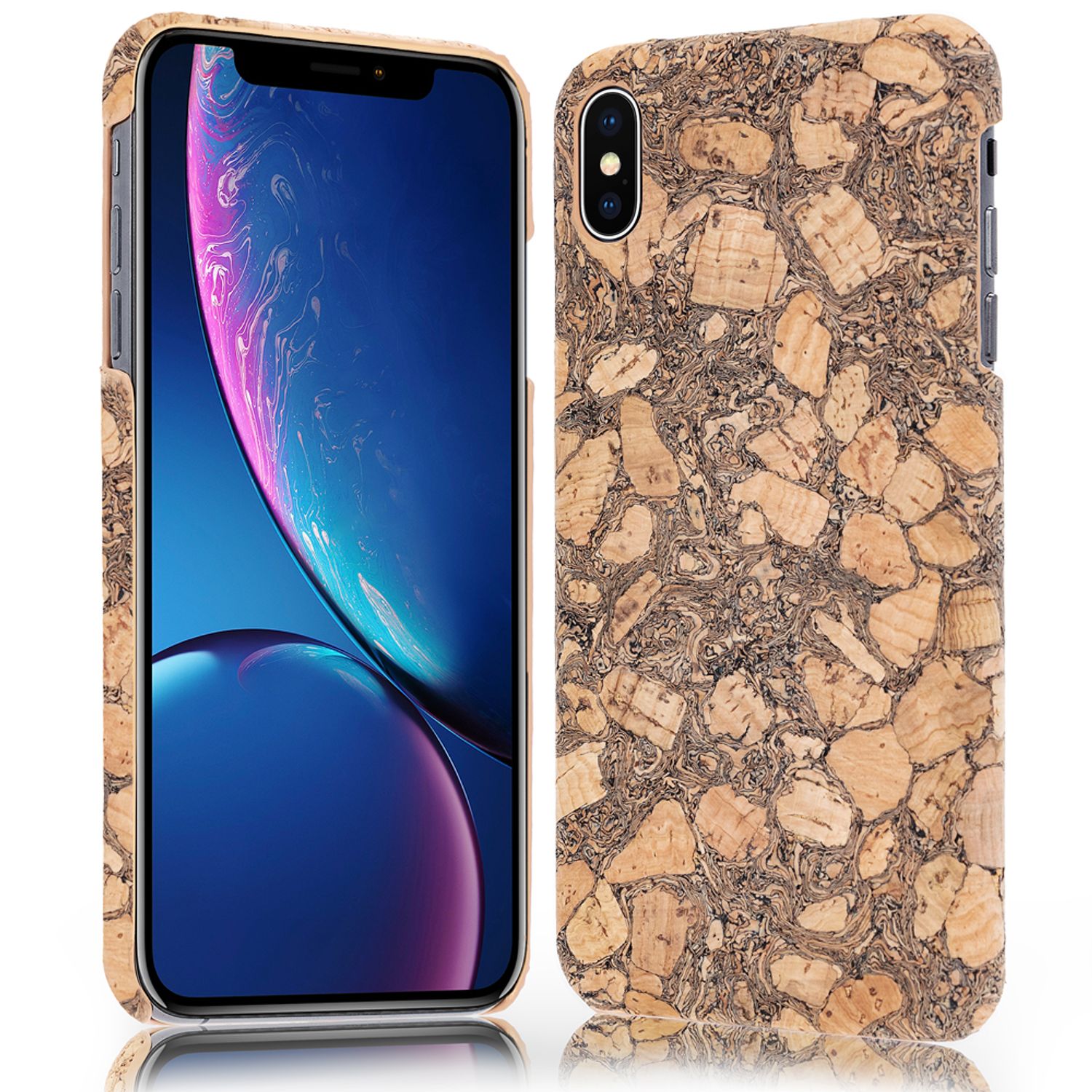 NALIA Kork Hülle kompatibel mit iPhone XS Max, Handyhülle Natur-Holz Look Handy-Tasche Cover Case, Dünnes Ultra-Slim Hardcase Schutzhülle Etui Backcover Bumper