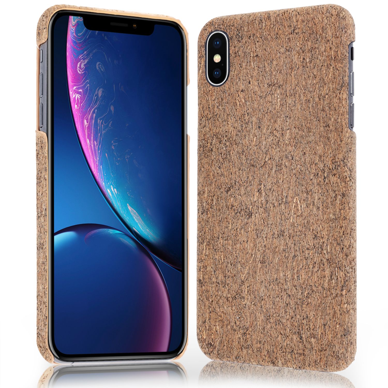 NALIA Kork Hülle kompatibel mit iPhone XS Max, Handyhülle Natur-Holz Look Handy-Tasche Cover Case, Dünnes Ultra-Slim Hardcase Schutzhülle Etui Backcover Bumper