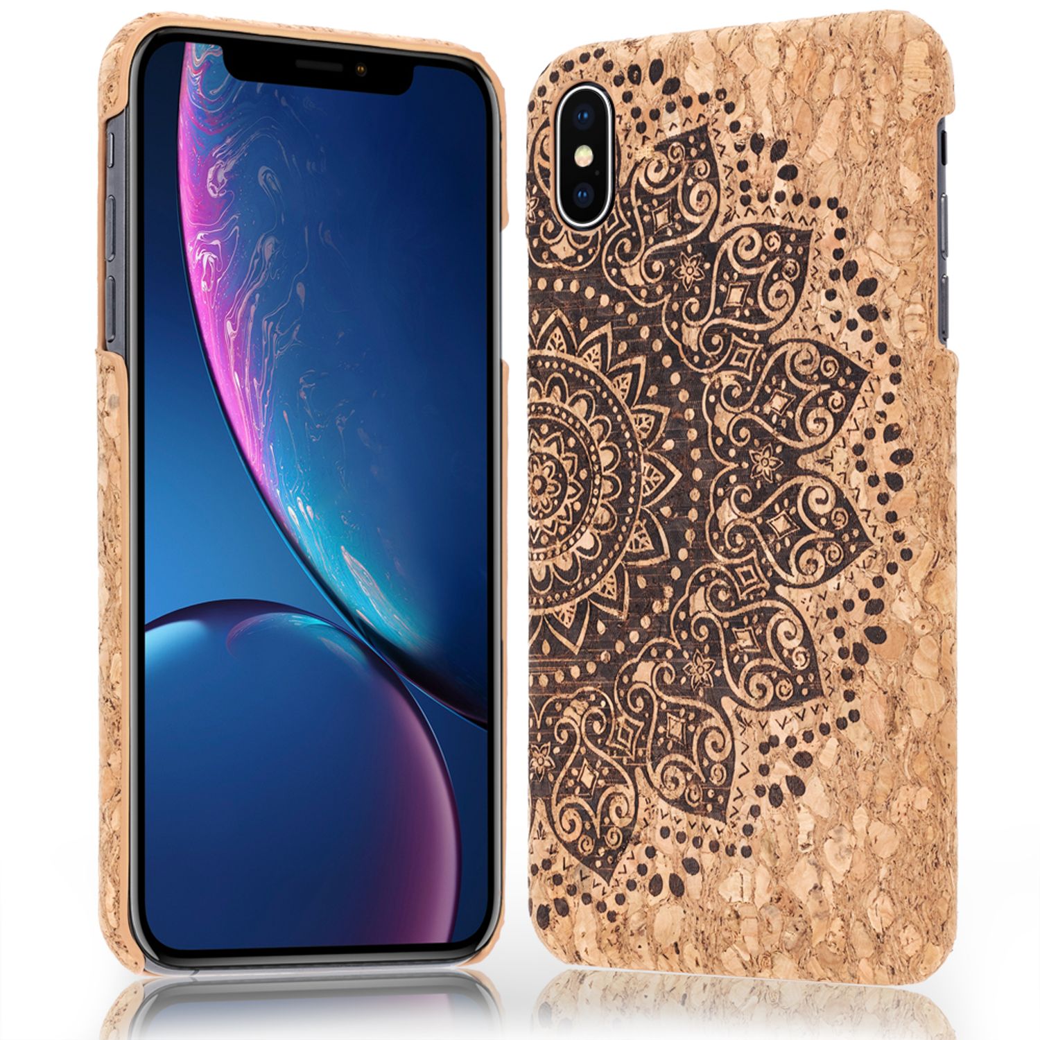 NALIA Kork Hülle kompatibel mit iPhone XS Max, Handyhülle Natur-Holz Look Handy-Tasche Cover Case, Dünnes Ultra-Slim Hardcase Schutzhülle Etui Backcover Bumper