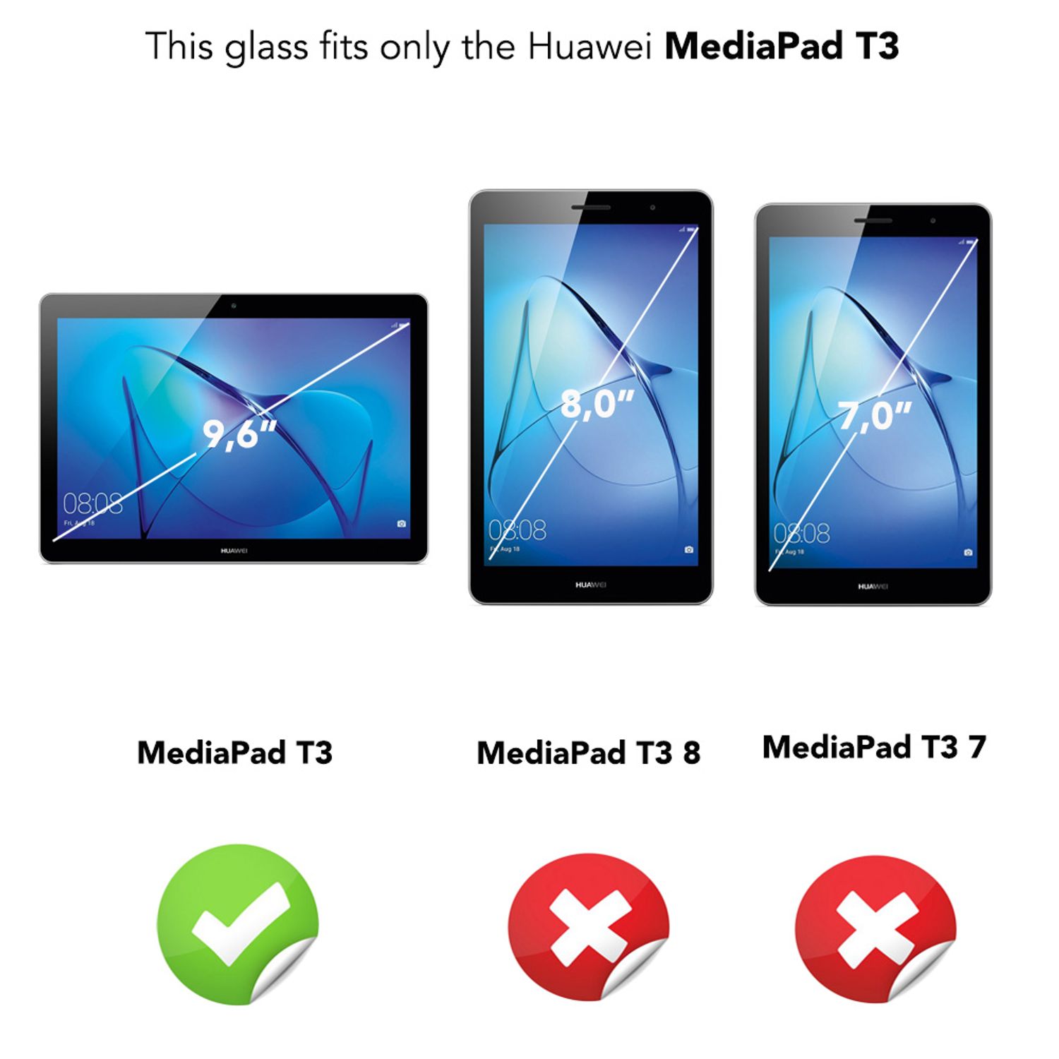 NALIA Schutzglas kompatibel mit Huawei MediaPad T3, Full-Cover Displayschutz Tablet-Folie, 9H Härte Glas-Schutzfolie Bildschirm-Abdeckung, Schutz-Film HD Screen Protector Tempered Glass - Transparent