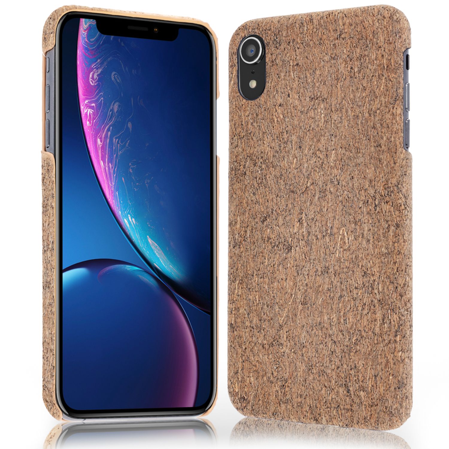 NALIA Kork Hülle kompatibel mit iPhone XR, Handyhülle Natur-Holz Look Handy-Tasche Cover Case, Dünn Ultra-Slim Hardcase Schutzhülle Etui, Backcover Bumper Handy-Tasche