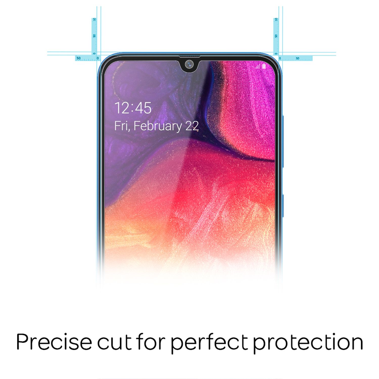 NALIA (2-Pack) Schutzglas kompatibel mit Samsung Galaxy A50, 9H Full-Cover Screen Display Schutz, Handy Schutzfolie Bildschirm-Abdeckung Schutz-Film Protector Tempered Glass - Transparent Schwarz