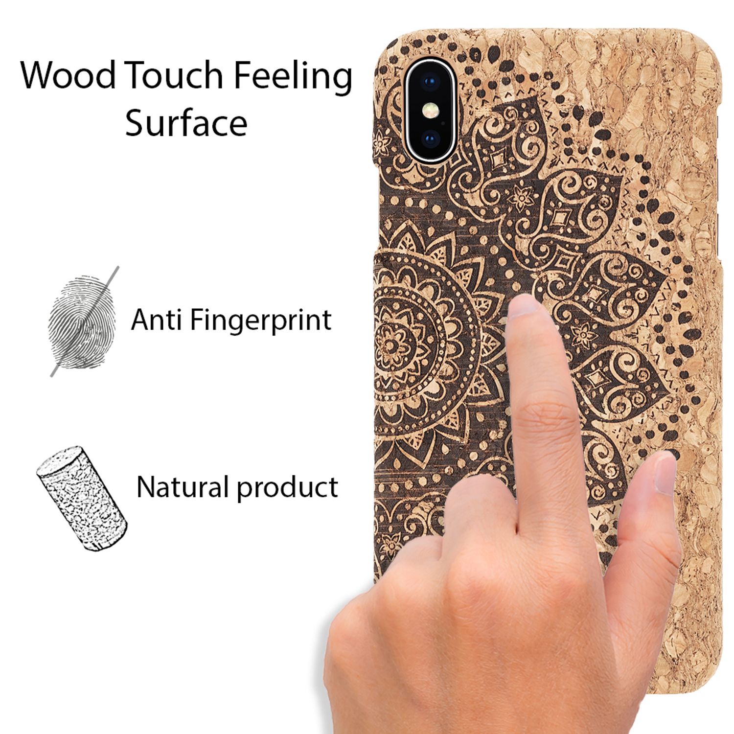 NALIA Kork Hülle kompatibel mit iPhone X XS, Natur-Holz Look Handyhülle Handy-Tasche Cover Case, Dünnes Slim Hardcase Schutzhülle Etui, Backcover Bumper Schutzhülle