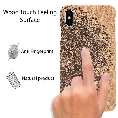 NALIA Kork Hülle kompatibel mit iPhone X XS, Natur-Holz Look Handyhülle Handy-Tasche Cover Case, Dünnes Slim Hardcase Schutzhülle Etui, Backcover Bumper Schutzhülle