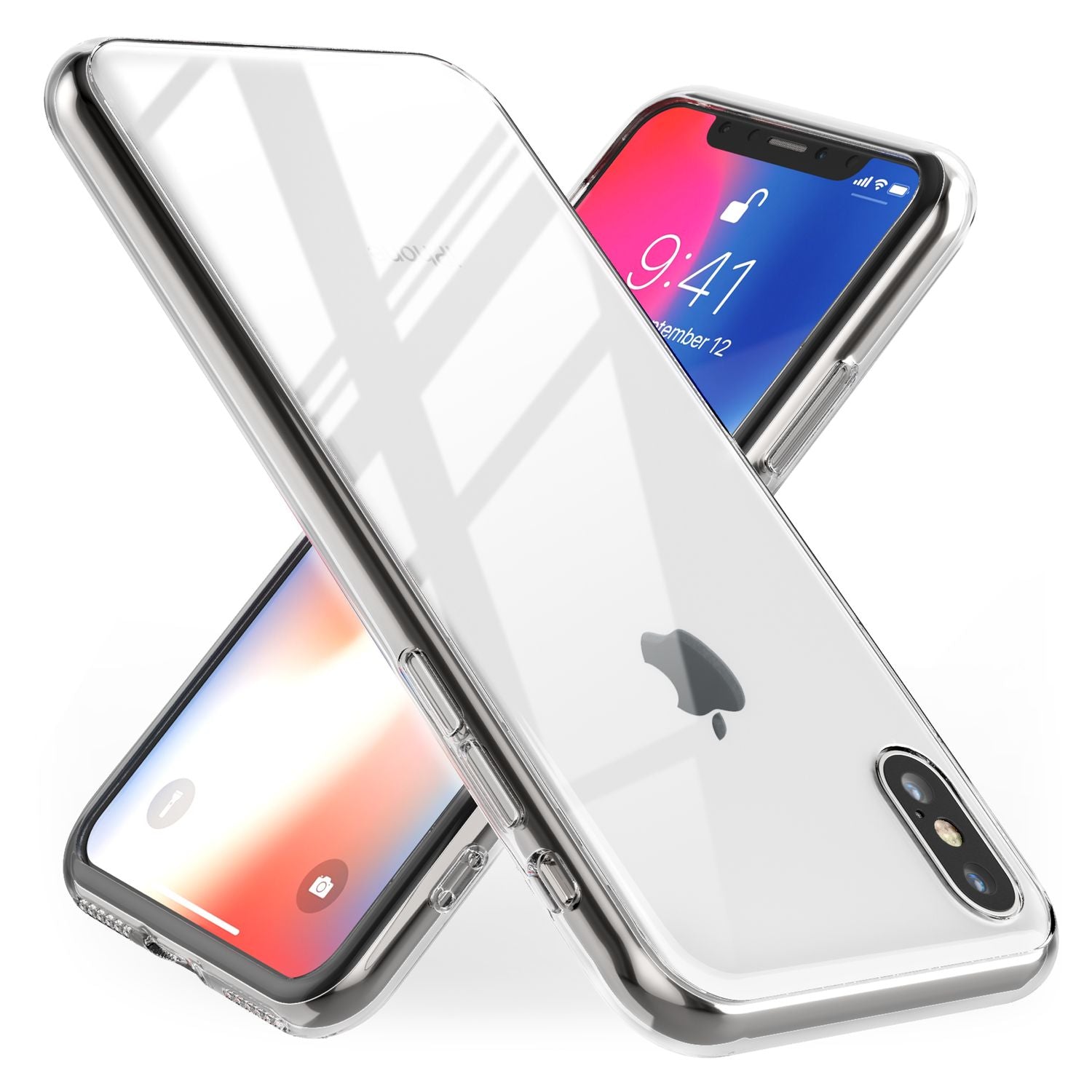 NALIA Hartglas Hülle kompatibel mit iPhone X Xs, Durchsichtiges Hardcase aus 9H Tempered Glass mit Silikon Bumper, Stoßfest & Kratzfest Handyhülle Hard Cover Case Schutzhülle Phone Etui - Transparent