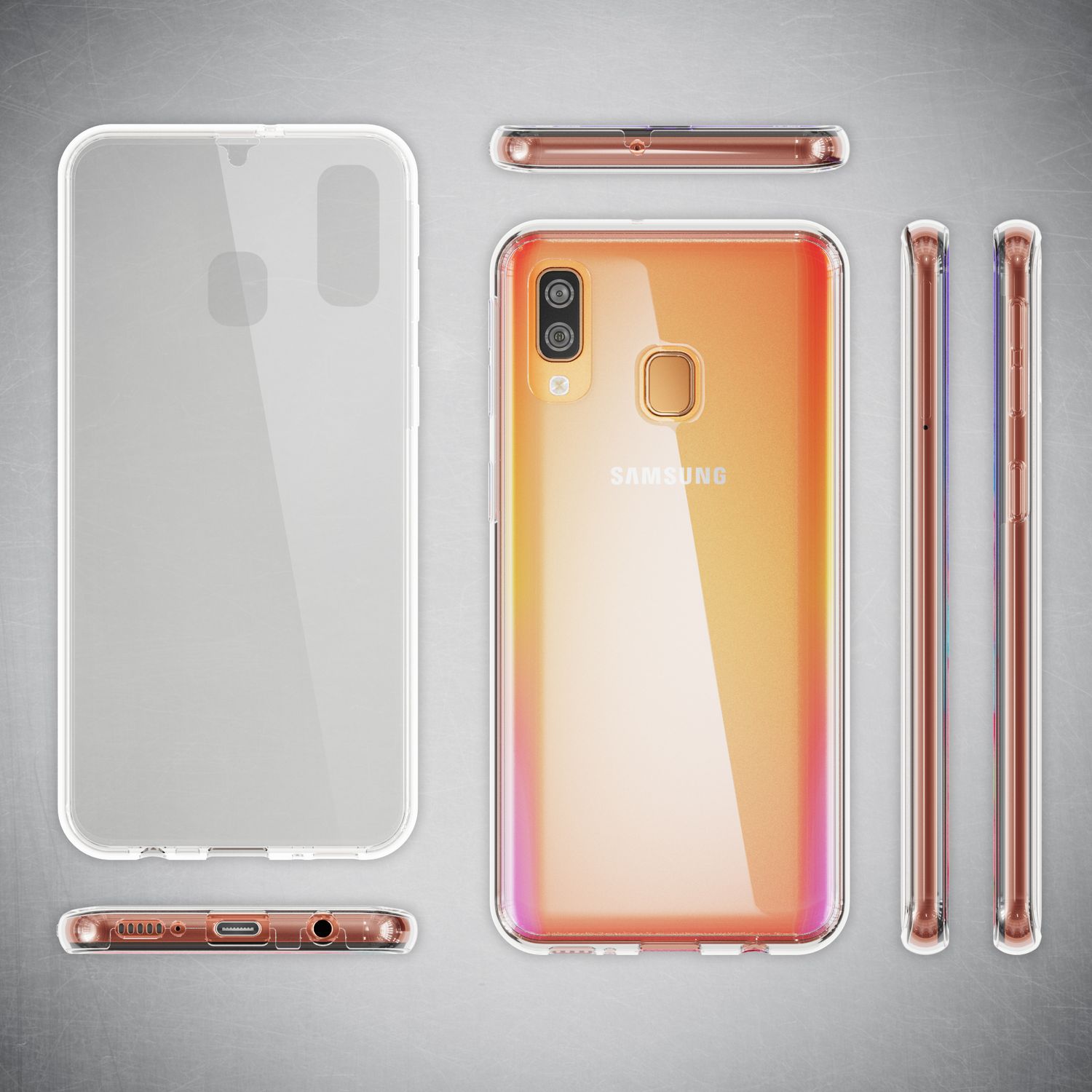 NALIA 360 Grad Handyhülle kompatibel mit Samsung Galaxy A40, Dünne Full-Body Silikon Hülle Rundum Cover Case, Ultra-Slim Schutzhülle Handy-Tasche, Komplett-Schutz & Displayschutz