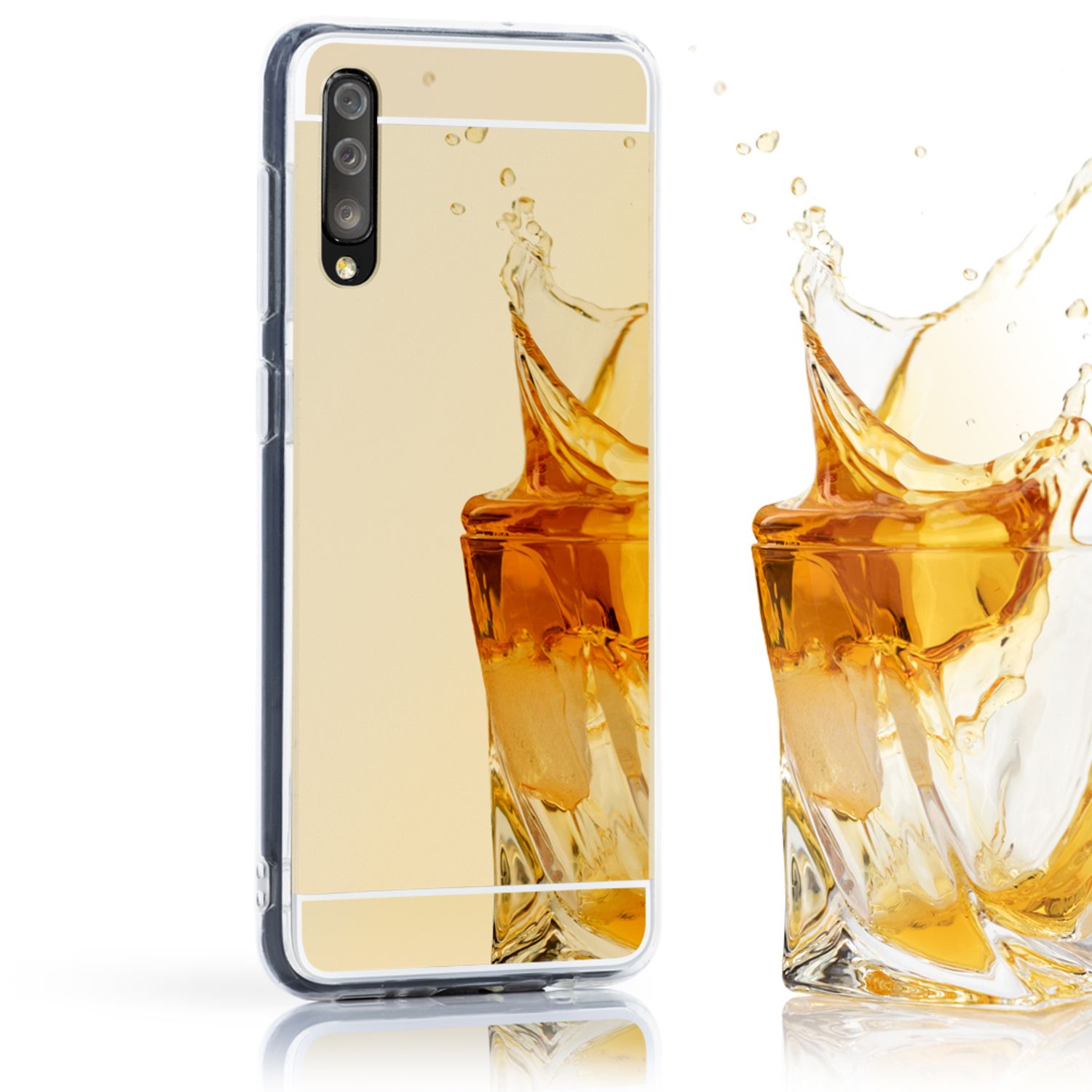 NALIA Spiegel Hülle kompatibel mit Samsung Galaxy A50, Ultra-Slim Handyhülle Mirror TPU Silikon Case Cover, Schutzhülle Phone Backcover Verspiegelte Handy-Tasche Bumper Smart-Phone Etui