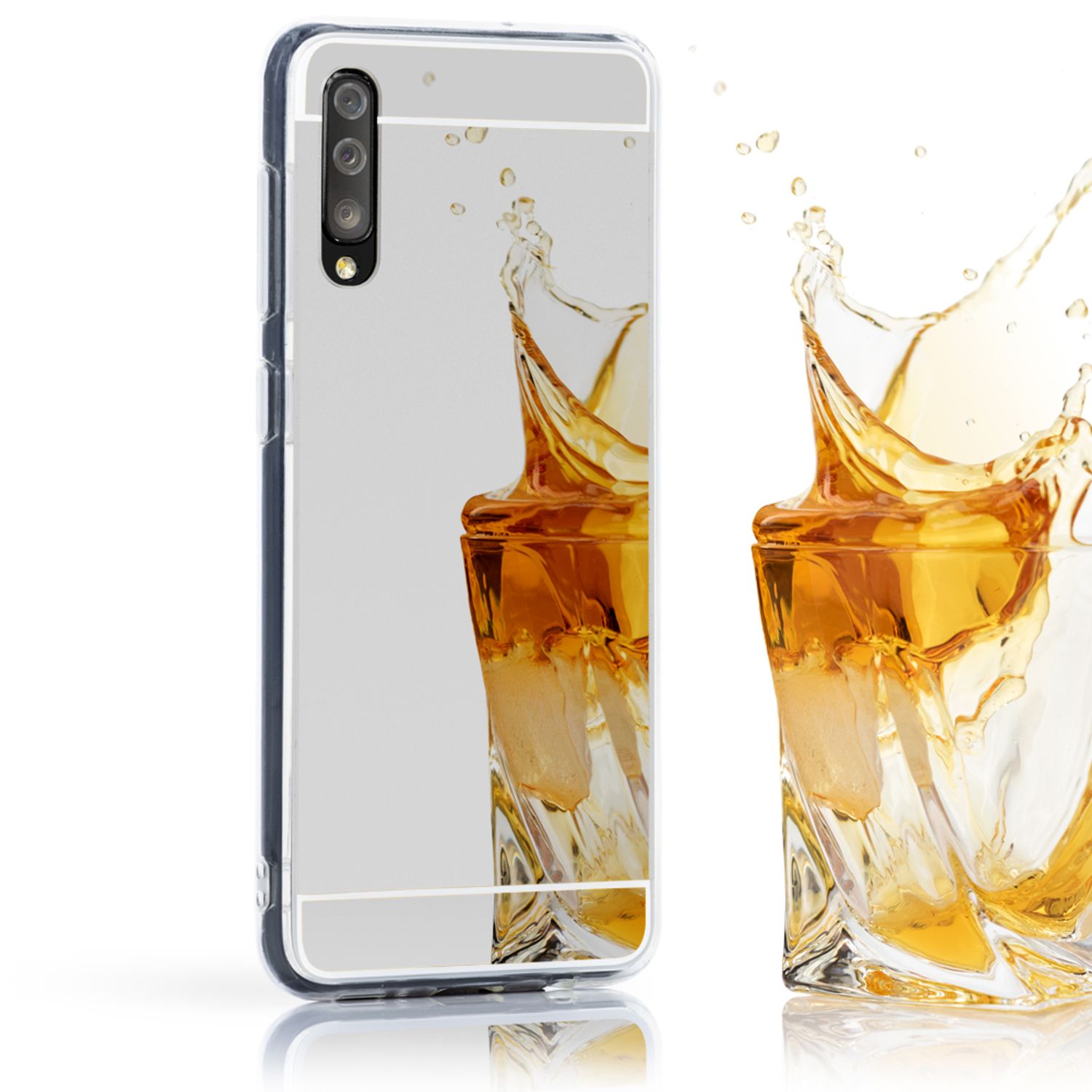 NALIA Spiegel Hülle kompatibel mit Samsung Galaxy A50, Ultra-Slim Handyhülle Mirror TPU Silikon Case Cover, Schutzhülle Phone Backcover Verspiegelte Handy-Tasche Bumper Smart-Phone Etui