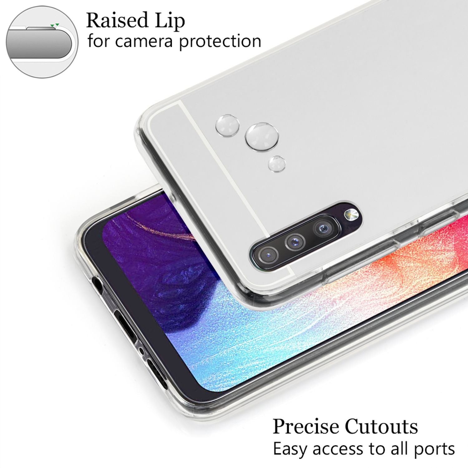 NALIA Spiegel Hülle kompatibel mit Samsung Galaxy A50, Ultra-Slim Handyhülle Mirror TPU Silikon Case Cover, Schutzhülle Phone Backcover Verspiegelte Handy-Tasche Bumper Smart-Phone Etui