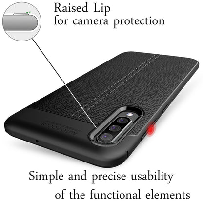 NALIA Leder-Look Hülle kompatibel mit Samsung Galaxy A50, Ultra-Slim Gummi Handyhülle TPU Silikon Case Cover, Dünne Phone Schutzhülle, Stoßfeste Etui Handy-Tasche Backcover Smartphone Bumper - Schwarz