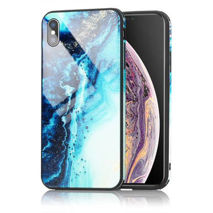 NALIA Hartglas Hülle kompatibel mit iPhone X / XS, Marmor Design Hard-Case aus 9H Tempered Glass & Silikon Bumper, Kratzfeste Handyhülle Phone Cover Schutzhülle Handy-Tasche