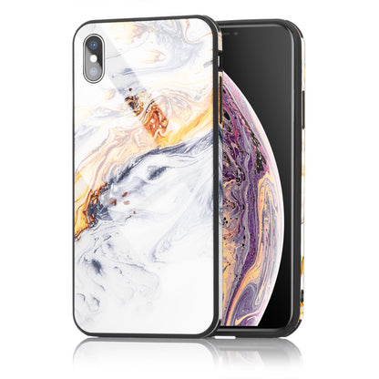 NALIA Hartglas Hülle kompatibel mit iPhone X / XS, Marmor Design Hard-Case aus 9H Tempered Glass & Silikon Bumper, Kratzfeste Handyhülle Phone Cover Schutzhülle Handy-Tasche