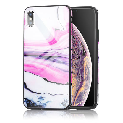 NALIA Hartglas Hülle kompatibel mit iPhone X / XS, Marmor Design Hard-Case aus 9H Tempered Glass & Silikon Bumper, Kratzfeste Handyhülle Phone Cover Schutzhülle Handy-Tasche