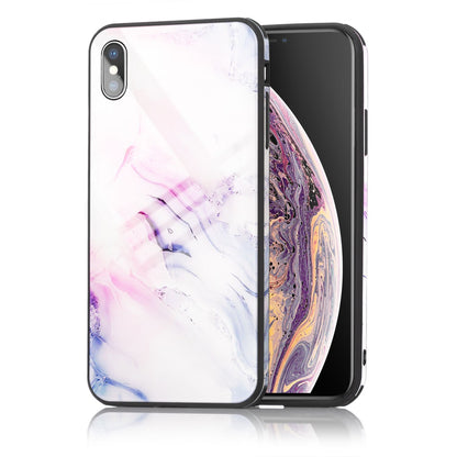 NALIA Hartglas Hülle kompatibel mit iPhone X / XS, Marmor Design Hard-Case aus 9H Tempered Glass & Silikon Bumper, Kratzfeste Handyhülle Phone Cover Schutzhülle Handy-Tasche