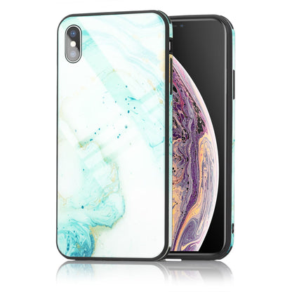 NALIA Hartglas Hülle kompatibel mit iPhone X / XS, Marmor Design Hard-Case aus 9H Tempered Glass & Silikon Bumper, Kratzfeste Handyhülle Phone Cover Schutzhülle Handy-Tasche