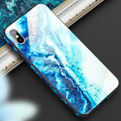 NALIA Hartglas Hülle kompatibel mit iPhone X / XS, Marmor Design Hard-Case aus 9H Tempered Glass & Silikon Bumper, Kratzfeste Handyhülle Phone Cover Schutzhülle Handy-Tasche