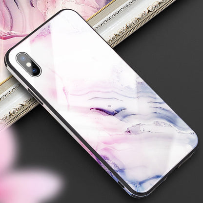 NALIA Hartglas Hülle kompatibel mit iPhone X / XS, Marmor Design Hard-Case aus 9H Tempered Glass & Silikon Bumper, Kratzfeste Handyhülle Phone Cover Schutzhülle Handy-Tasche