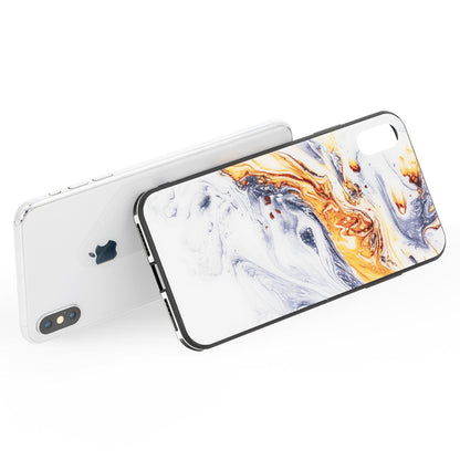 NALIA Hartglas Hülle kompatibel mit iPhone X / XS, Marmor Design Hard-Case aus 9H Tempered Glass & Silikon Bumper, Kratzfeste Handyhülle Phone Cover Schutzhülle Handy-Tasche