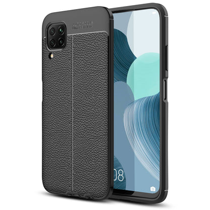 NALIA Design Case kompatibel mit Huawei P40 Lite Hülle, Leder Optik Stylische Handyhülle Stoßfeste Silikon Schutzhülle, Slim Phone Backcover Dünne Handy-Tasche Cover Bumper Kratzfest Etui - Schwarz