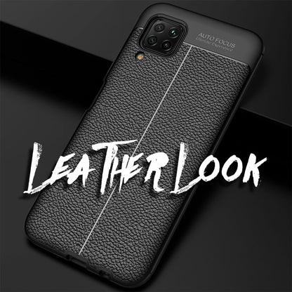 NALIA Design Case kompatibel mit Huawei P40 Lite Hülle, Leder Optik Stylische Handyhülle Stoßfeste Silikon Schutzhülle, Slim Phone Backcover Dünne Handy-Tasche Cover Bumper Kratzfest Etui - Schwarz