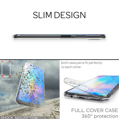 NALIA 360 Grad Case kompatibel mit Huawei P40 Lite Hülle, Silikon Full-Body Handyhülle Rundum Cover Dünn, Komplett-Schutz & Displayschutz Phone Bumper Ganzkörper Schutzhülle Soft Etui - Transparent