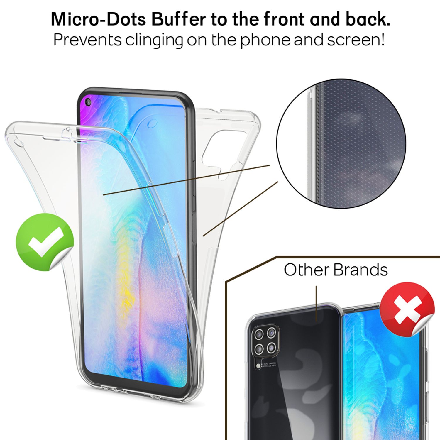 NALIA 360 Grad Case kompatibel mit Huawei P40 Lite Hülle, Silikon Full-Body Handyhülle Rundum Cover Dünn, Komplett-Schutz & Displayschutz Phone Bumper Ganzkörper Schutzhülle Soft Etui - Transparent