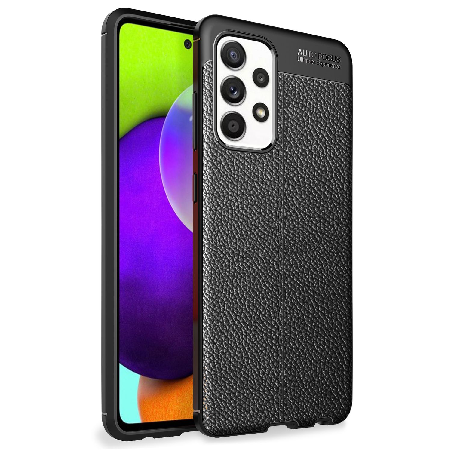 NALIA Leder Look Case kompatibel mit Samsung Galaxy A52 5G / A52 / A52s 5G Hülle, Schwarze Handyhülle Silikon Schutzhülle Stoßfest Rutschfest, Slim Phone Backcover Skin Dünne Handy-Tasche Cover Etui