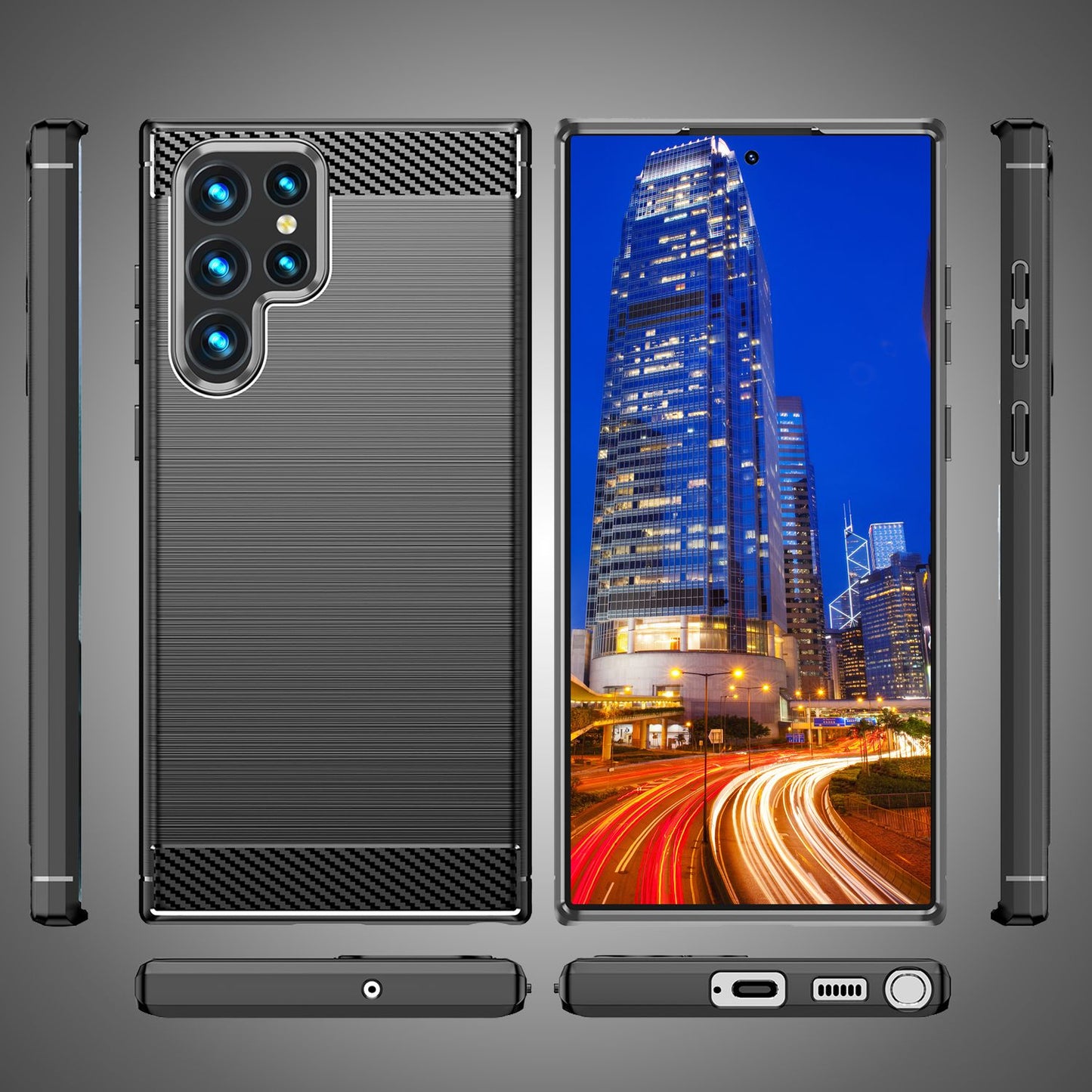NALIA Carbon-Style Silikonhülle für Samsung Galaxy S24 Ultra Hülle