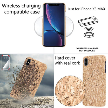 NALIA Kork Hülle kompatibel mit iPhone XS Max, Handyhülle Natur-Holz Look Handy-Tasche Cover Case, Dünnes Ultra-Slim Hardcase Schutzhülle Etui Backcover Bumper