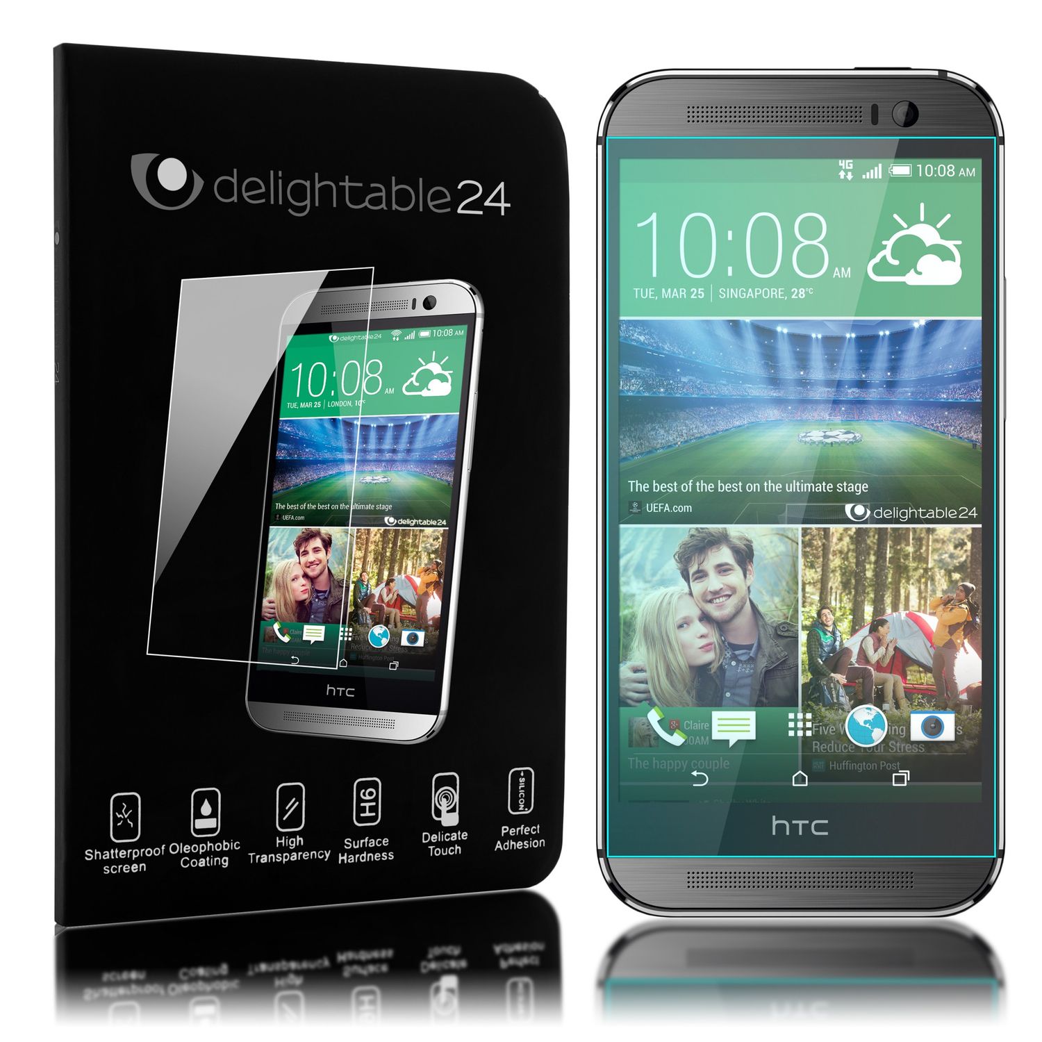 NALIA Schutzglas kompatibel mit HTC One M8, Full-Cover Displayschutz Handy-Folie, 9H Härte Glas-Schutzfolie Bildschirm-Abdeckung, Schutz-Film Phone HD Screen Protector Tempered Glass - Transparent