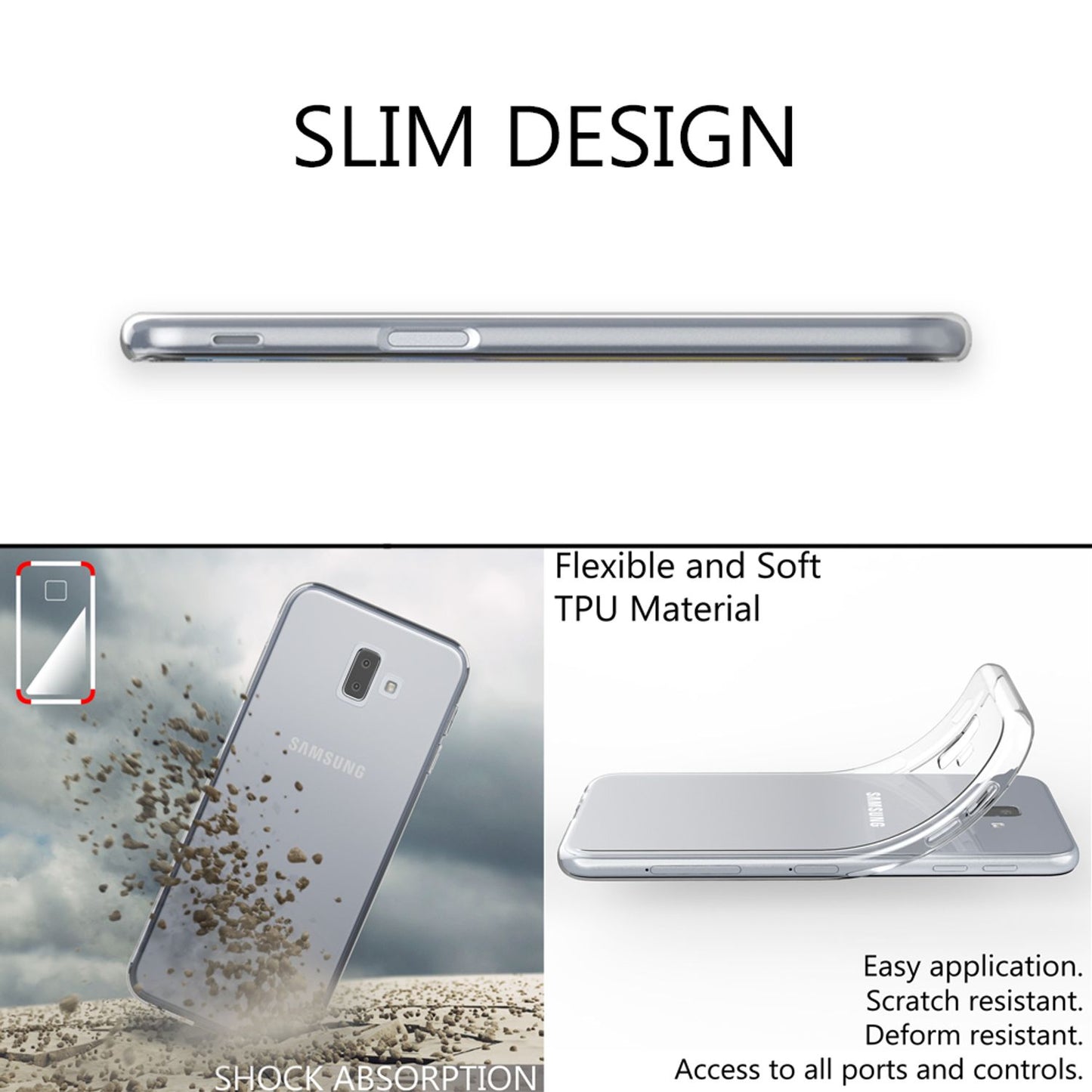 NALIA Handyhülle für Samsung Galaxy J6 Plus Hülle, Dünne Silikon Schutzhülle