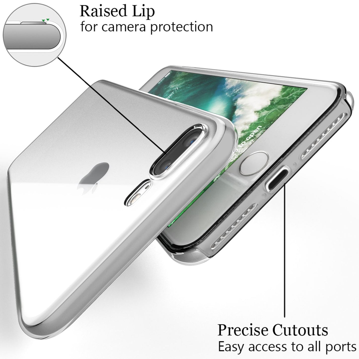 NALIA 360 Grad Handy Hülle für Apple iPhone 8 Plus / 7 Plus, Full Cover Case